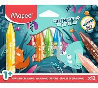 - 12 Craies De Coloriage Maxi Jungle Fever - Crayons De Cire Enfant - Crayon À La Cire Pour Bébé Dès 1 An - Forme Triangulaire - Premier Crayon De Cire Jumbo[Z626]