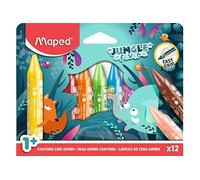 Maped – Crayons de cire Jungle Fever – Format jumbo triangulaire 12 couleurs – Dès 1 an
