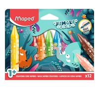 12 Crayons de Cire Maxi Jungle Fever pour des Dessins Éclatants