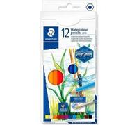 Staedtler Crayons de couleur aquarellables de haute qualité pour artistes, Utilisables à sec ou à l'eau, Mine douce et tendre de 3 mm, Étui carton avec 12 couleurs différentes assorties, 14610C C12