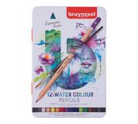 12 crayons de couleur - Aquarelle - Boîte métal - Assortiment couleur - Bruynzee