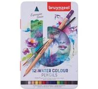 Royal Talens BRUYNZEEL Expression – Crayons aquarellables 12 couleurs et pinceau, solubles à l'eau