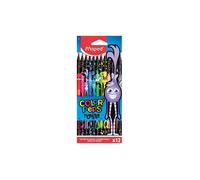 Maped Crayons de couleur Color’Peps Monster – couleurs vives, mine résistante – Pochette 12 pièces