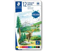 Staedtler Crayons de couleur de haute qualité pour artistes, Mine douce et tendre de 3 mm, Boîte en métal avec 12 couleurs différentes assorties, 146C M12
