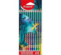 Maped - Crayons de couleur Dragon - Pour enfants, résine, mine résistante, triangulaire - 12 crayons