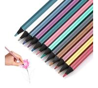 12 Crayons de Couleur Métallisés pour Coloriages, Dessins et Faire des Cartes de Vœux, L'effet est le Meilleur Lorsqu'ils Sont Appliqués à un Dessin sur papier noir, Cadeau d'anniversaire pour Enfants