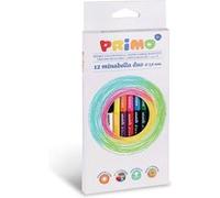 PRIMO - Crayon de Couleurs Enfants +3 Ans et Artistes, Mine Ø3,8 mm, 12 Couleurs Crayon Papier Professionnelles pour Papeterie, Fourniture Scolaire et Loisirs Créatifs, Crayon de Couleur Estompables