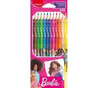 Maped Crayons de couleur Barbie – Couleurs vives, ergonomiques – 12 pièces