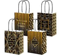 12 decorations années folles sacs cadeaux gourmandises sachets biscuits noir doré accessoires fête