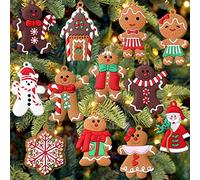 12 décorations de Noël mignonnes bonhomme de neige décorations d'arbre de Noël Père Noël figurines en plastique ornements avec sucre biscuits maison pour arbre de Noël ornements de fête bricolage