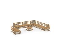 12-delige Loungeset massief grenenhout honingbruin3075882