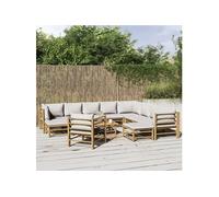 12-delige Loungeset met kussens bamboe lichtgrijs3155098