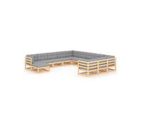 12-delige Loungeset met kussens massief grenenhout3077104