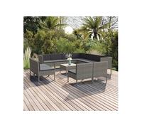 Vidaxl Salon De Jardin 12 Pcs Avec Coussins Résine Tressée Gris Gris