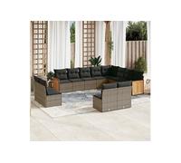 Salon de Jardin avec Coussins 12 pcs, Canapés de Terrasse, Ensemble de Meubles de Patio, Mobilier d'Extérieur, Gris 3228153