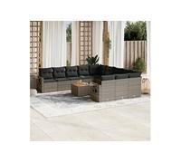 Salon de Jardin avec Coussins 12 pcs, Canapés de Terrasse, Ensemble de Meubles de Patio, Mobilier d'Extérieur, Gris 3257124