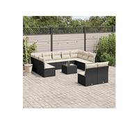 Salon de jardin modulable resine tressee noir 12 pieces 55.0 x 62 x 69 cm 11 personnes