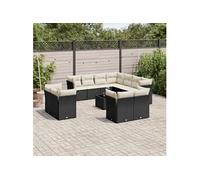 Vidaxl Salon De Jardin 12 Pcs Avec Coussins Noir Résine Tressée