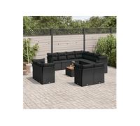 12-delige Loungeset met kussens poly rattan zwart3256272