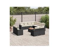 Salon de Jardin et Coussins Canapés 12 pcs Mélange Beige Résine Tressée vidaXL