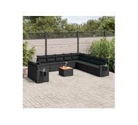 vidaXL 12-delige Loungeset met kussens poly rattan zwart3256972 Noir G