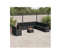 vidaXL 12-delige Loungeset met kussens poly rattan zwart3258534 G