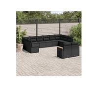 Vidaxl Salon De Jardin 12 Pcs Avec Coussins Noir Résine Tressée