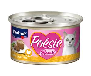 12 Doses - VITAKRAFT Nourriture pour Chat Poésie Mousse, Poulet - Humide