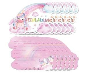 12 Einladungskarten Kindergeburtstag, Einhorn Regenbogen Einladungskarten, Einladungskarten Kindergeburtstag MäDchen, Geburtstagseinladung Einladungen, Geburtstag Party Einladung FüR MäDchen/Jungen