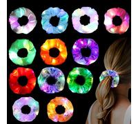 12 Élastiques à Cheveux Lumineux et Rubans LED, 3 Modes de Lumière, Bijoux Cheveux Filles, Élastiques Néon Femmes/Filles, Halloween, Noël, Nouvel An, Carnaval