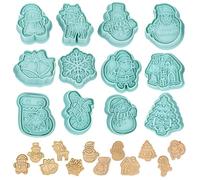 12 Emporte-Pièces De Noël 3D Moule Biscuit Plastique Opération Simple Facile à Utiliser Convient Aux Gâteaux à Motifs De Noël Décorations De Gâteaux Biscuits Pâtisserie