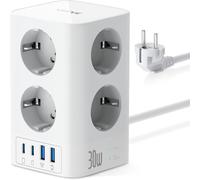 12 en 1 Multiprise Protection contre les surtensions avec USB C 30 W Tour de Prise avec Interrupteur, Chargeur USB pour iPad Pro, iPhone 15/14, MacBook Air, Maison, Bureau