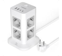 12 En 1 Tour Multiprise Parafoudre 1700J, Prise Multiple Avec Interrupteur, 8 Ac Et 4 Usb, Multiprise Usb C Avec 2M Rallonge Electrique, Multi Prise Electrique Convient Pour Bureau[DYB980166]