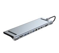 12 En 1 USB HUB 3.0 Type C Station D'Accueil 4K Moniteur TV Convertisseur VidéO RJ45 Ethernet Lecteur de Carte TF Accessoires pour Ordinateur
