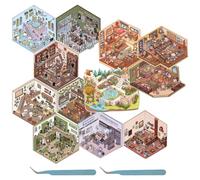 12 ensembles d'autocollants 3D de scène, autocollants 3D de maison DIY avec pince à épiler, mini autocollants de maison, autocollants 3D de maison DIY créatifs, autocollants de scène DIY amusants 3D