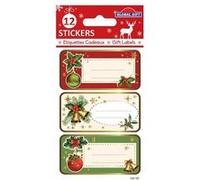 12 étiquettes adhésives de Noël - Houx - Global Gift Doré G