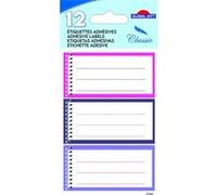 12 étiquettes adhésives scolaires - Cahier spirale - Rose Blanc G