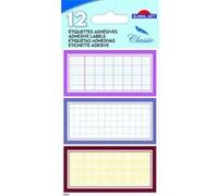 12 étiquettes adhésives scolaires - Quadrillé effet cahier - tons roses Blanc G