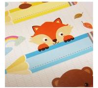 12 étiquettes adhésives scolaires - Rectangle - Animaux sur crayons - Paillettes Blanc