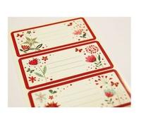 12 étiquettes adhésives scolaires - Rectangle - Fleurs et coeurs - Paillettes Blanc