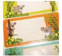 12 étiquettes adhésives scolaires - Rectangle - Koalas Blanc G