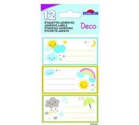 12 étiquettes adhésives scolaires - Rectangle - Météo - Dorures Blanc G