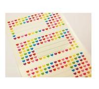 12 étiquettes adhésives scolaires - Rectangle - Petits cœurs multicolores Blanc G