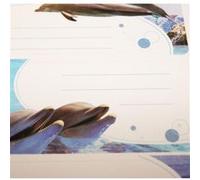 12 étiquettes adhésives scolaires - Rectangle - Photos de dauphins Blanc G