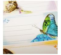 12 Étiquettes Adhésives Scolaires - Rectangle - Photos De Papillons