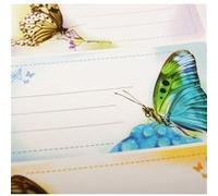 12 étiquettes adhésives scolaires - Rectangle - Photos de papillons Blanc G