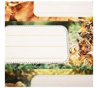 12 étiquettes adhésives scolaires - Rectangle - Photos félins Blanc G