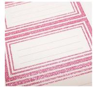 12 étiquettes adhésives scolaires - Rectangle rose - Paillettes Blanc