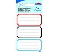12 étiquettes adhésives scolaires - Rectangle vintage 3 couleurs Blanc G