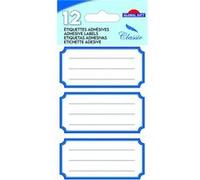 12 étiquettes adhésives scolaires - Rectangle vintage bleu Blanc G